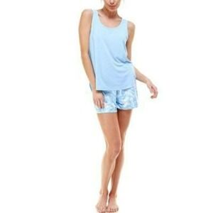 Roudelain Printed Tank Top & Shorts Loungewear Set blue Large